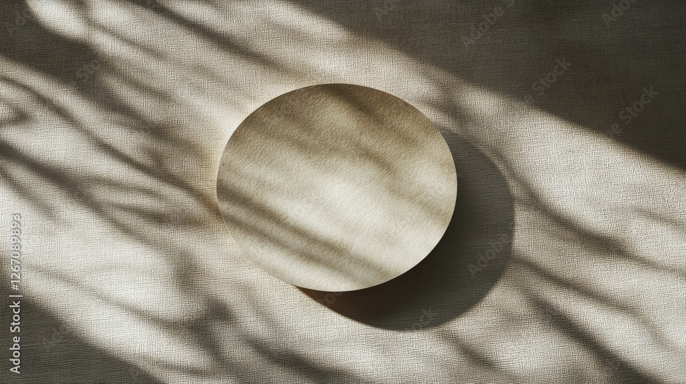 Poster circular podium with shadows on fabric background for display