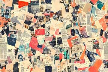 Naklejka premium Seamless pattern with a collage of magazine and newspaper clippings.