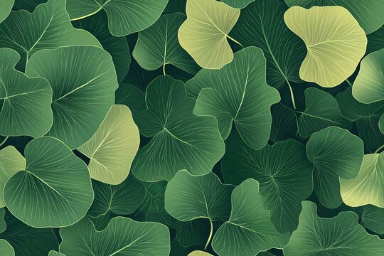 Seamless pattern of gingko leaf. An endless pattern of green leaves.