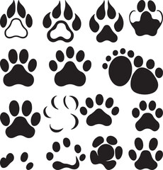 set of black silhouettes of cats