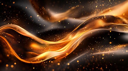 Obraz premium Elegant Gold and Black Background Featuring a Graceful Wave of Light Creating a Striking Visual Contrast Evoking Sophistication and Luxury Ideal for Artistic and Modern Designs