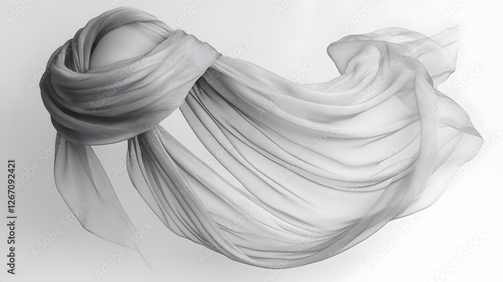 Poster soft fabric swirl: elegant flowing fabric gracefully twists and turns in a dance of light and shadow
