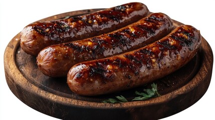 grilled sausages isolated on transparent background