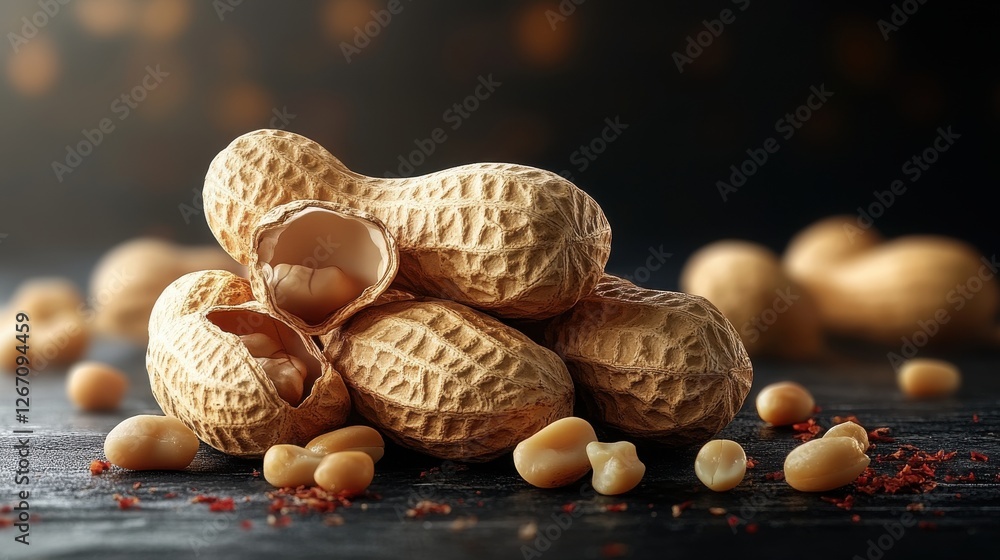 Poster group of peanuts isolated on transparent background