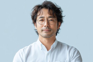 Fototapeta premium Confident Asian Man in White Shirt Portrait