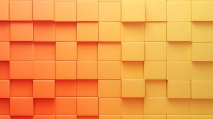 Abstract Orange Yellow Cube Gradient Wall