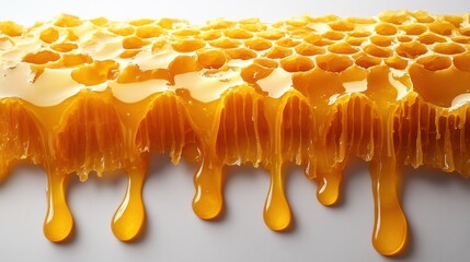 honey dripping from dipper isolated on transparent background