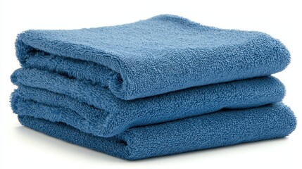 Soft Blue Towels Stacked Neatly for a Cozy Touch