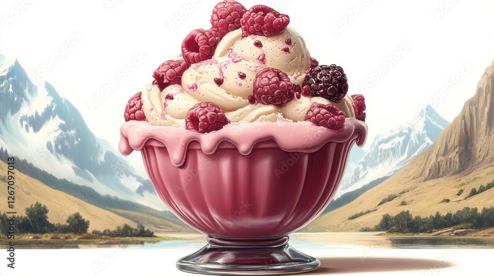 Poster ice cream sundae isolated on transparent background