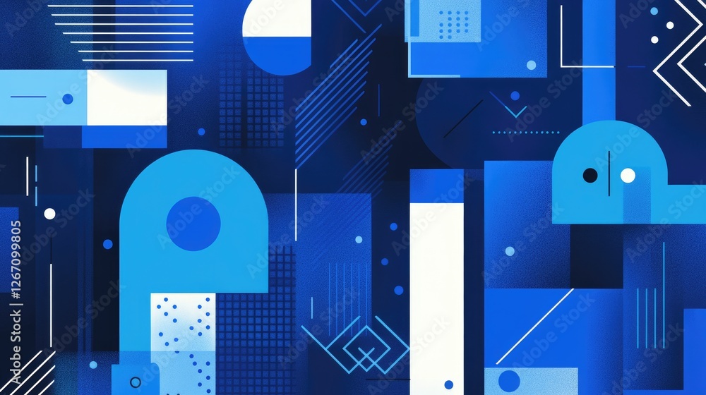 Poster abstract blue geometric shapes background design for website header