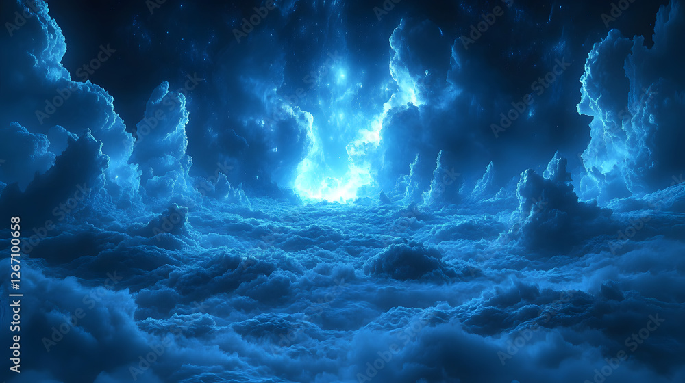 Aufkleber otherworldly azure vista: a mesmerizing scene unfolds in an otherworldly realm, dominated by etherea