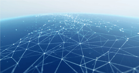 Panoramic abstract dot and triangle connection background., The world is connect and smaller concept, Digital futuristic Earth minimalism background