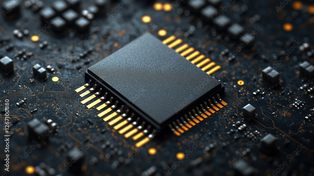 Poster microchip isolated on transparent background