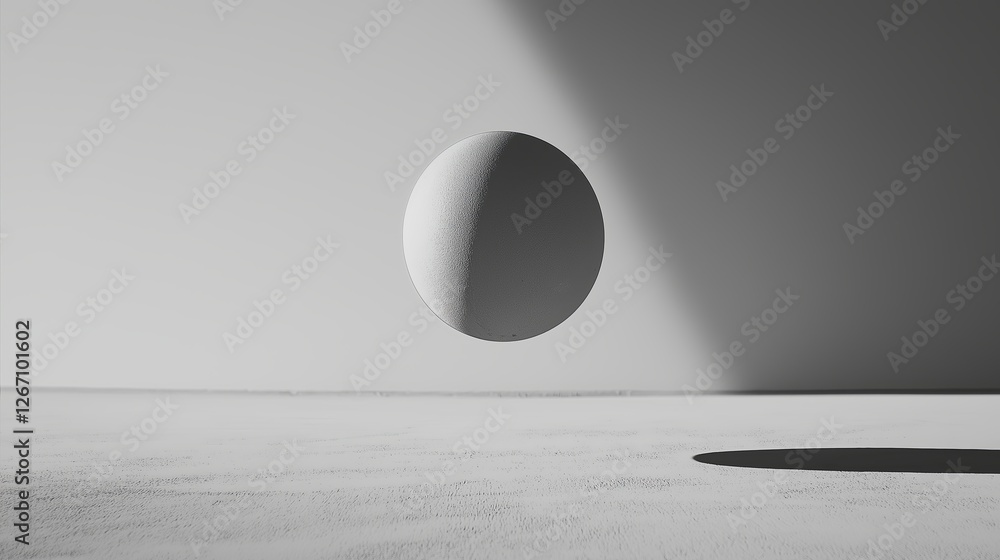 Aufkleber A floating sphere casting a soft shadow on an empty plane