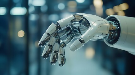 Close-up of a White Robotic Hand with Visible Internal Components