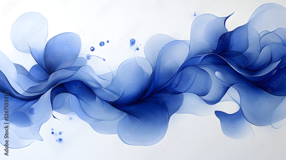 Aufkleber abstract flow: a graceful and dynamic flow of blue, creating a sense of fluidity and movement agains
