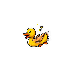 Fototapeta premium Adorable Cartoon Duckling in Flight, Whimsical Illustration