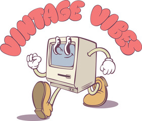 Retro groovy mascot character design