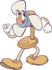 Retro groovy fan mascot character design