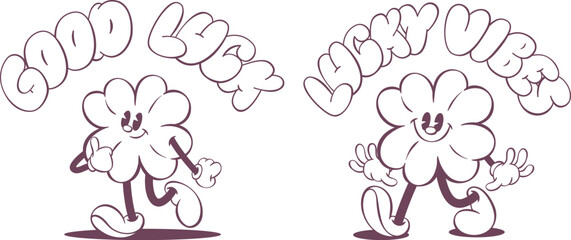 Retro groovy mascot character design