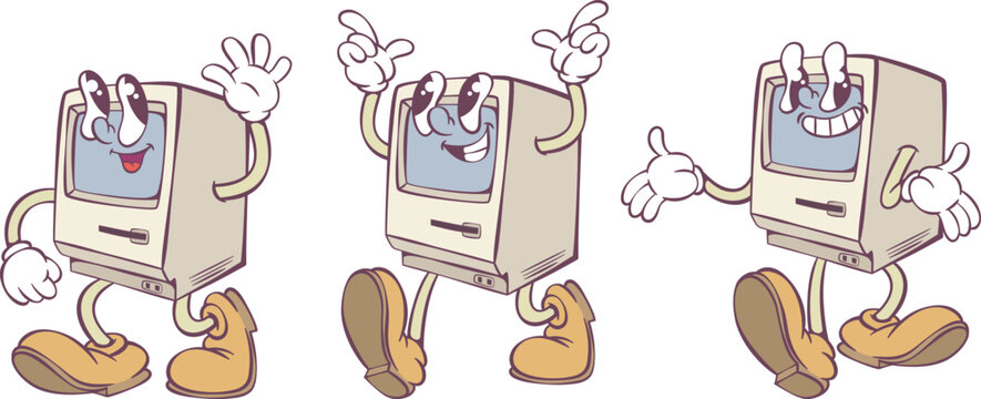 Retro groovy mascot character design