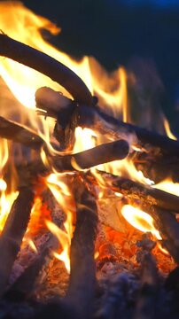 burning bonfire, burning firewood, at night,in karacak valey garut indonesia