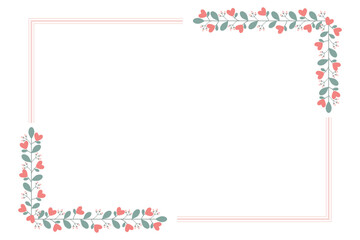 Lovely Rectangular Borders Frame With Love Peach Flowers And Green Leaves
