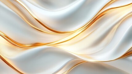 Elegant White and Gold Background with Fluid Wavy Lines Creating a Sophisticated Atmosphere Perfect for Modern Design Projects and Stylish Presentations Evoking Luxury and Creativity