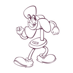 Retro groovy fan mascot character design