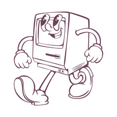 Retro groovy mascot character design