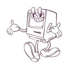 Retro groovy mascot character design