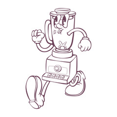 Retro groovy blender mascot character design