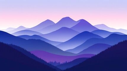 Obraz premium Serene Purple Mountain Range Under a Pastel Sky