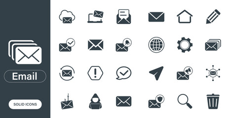 Solid vector icons theme email, contact, send, write.