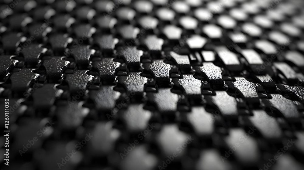 Poster intricate weave: a macro shot revealing the texture of a dark, woven material, capturing the interpl