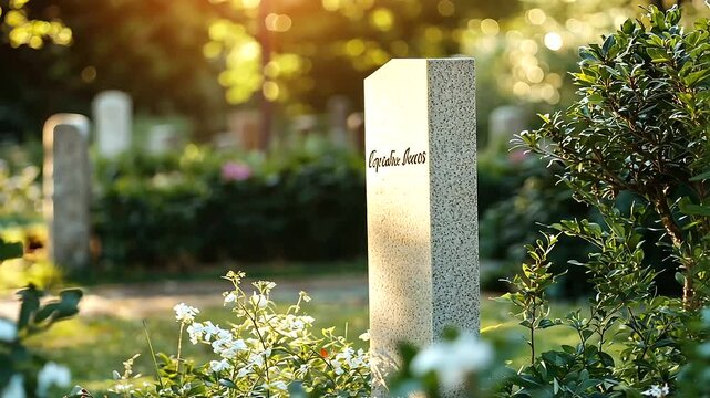 Gravestone with Quote about Love and Loss in Cemetery
