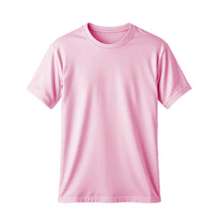 Minimalist plain light pink t-shirt mockup isolated on transparent background, blank apparel template for branding, design, and print-on-demand