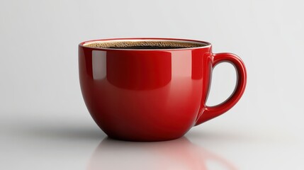 red ceramic mug with espresso isolated on transparent background
