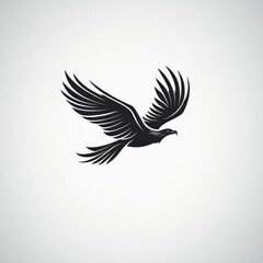 Obraz premium Soaring eagle, wings spread, white background, freedom concept, logo design