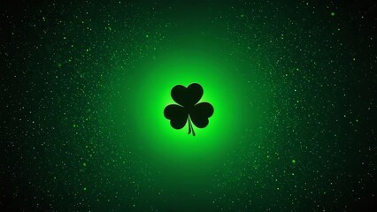 St. Patrick's Day green theme background wallpaper with lucky clover leaves. Highly detailed image with space in the center for editing. Vibrant and Dynamic Wallpaper