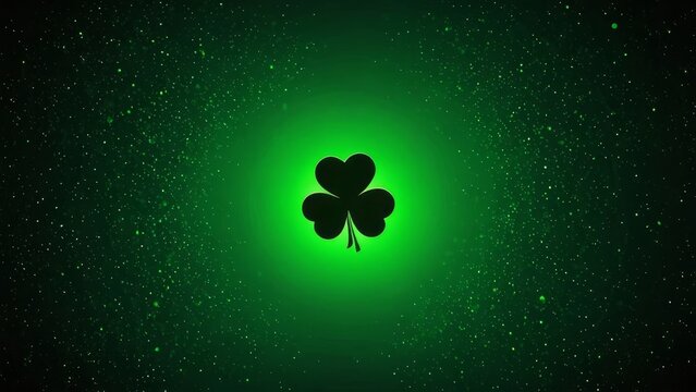 St. Patrick's Day green theme background wallpaper with lucky clover leaves. Highly detailed image with space in the center for editing. Vibrant and Dynamic Wallpaper