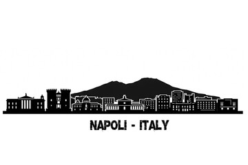 Napoli skyline, con tutti i palazzi e il Vulcano
