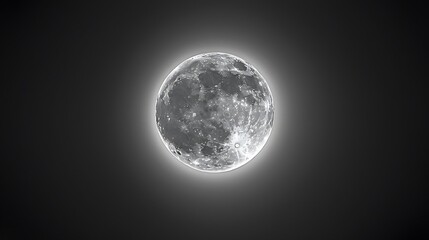 Obraz premium A beautiful full moon surrounded by a halo on a solid night background.