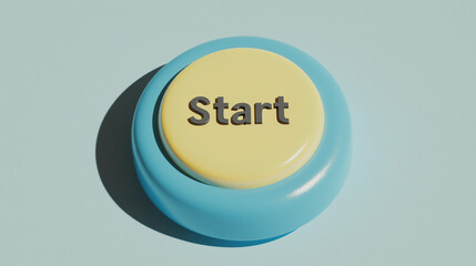 Start Button: A simple yet powerful reminder to begin, a yellow "Start" button against a bright blue background. This image captures the essence of starting a new adventure.