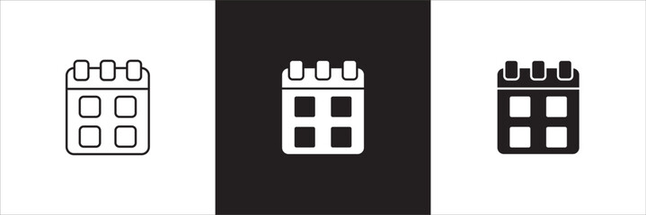 Calendar icon set. Planner icons. Event alert icon. Symbol of organizer, reminder, agenda, schedule. Vector stock illustration thin line design.