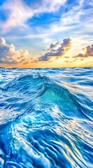 Ocean Wave Sunset Seascape - Blue Water Texture - Ocean/Water Photo.