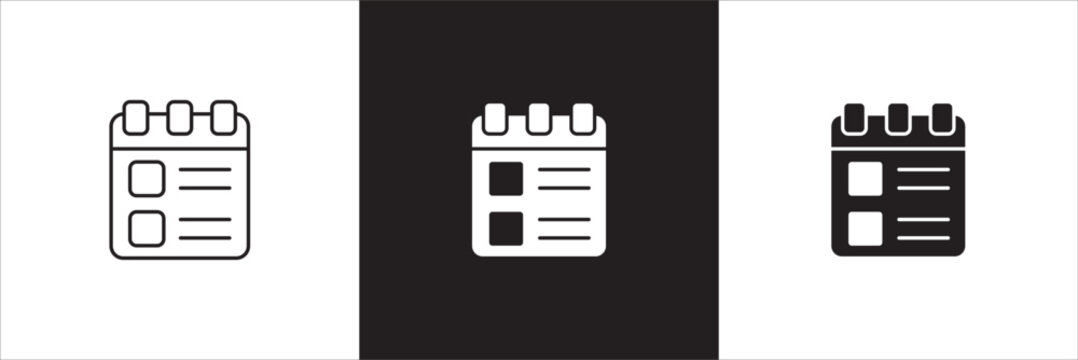 Schedule icon. Event organizer icons. Plan maker sign. Symbol of date, agenda, document, note, report paper, design in thin line.