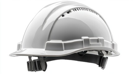 Fototapeta premium side view of a new white safety helmet isolated on transparent background