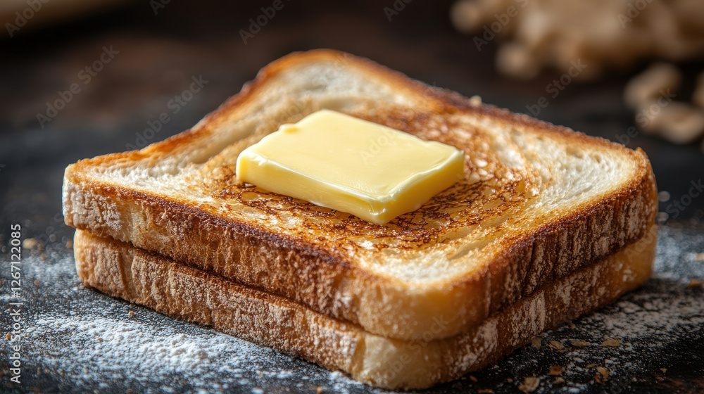 Poster slice toasted bread with butter isolated on transparent background