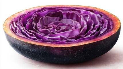 slice red cabbage vegetable isolated on transparent background